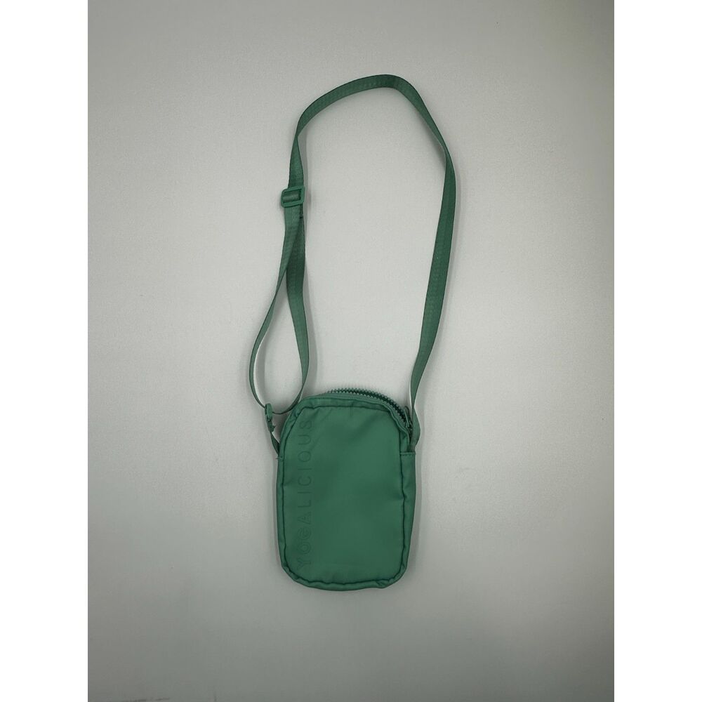 Yogalicious Crossbody Bag Seafoam Green Vertical Tonal Branding Adjustable Strap